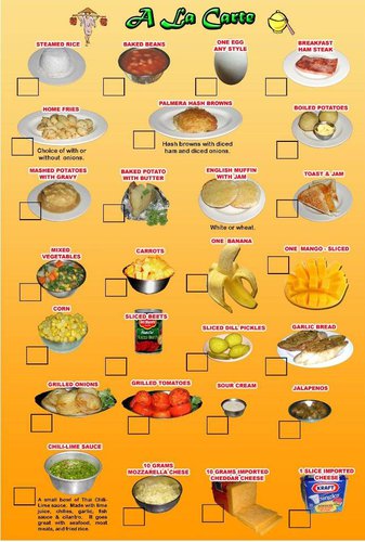 A La Carte Menu