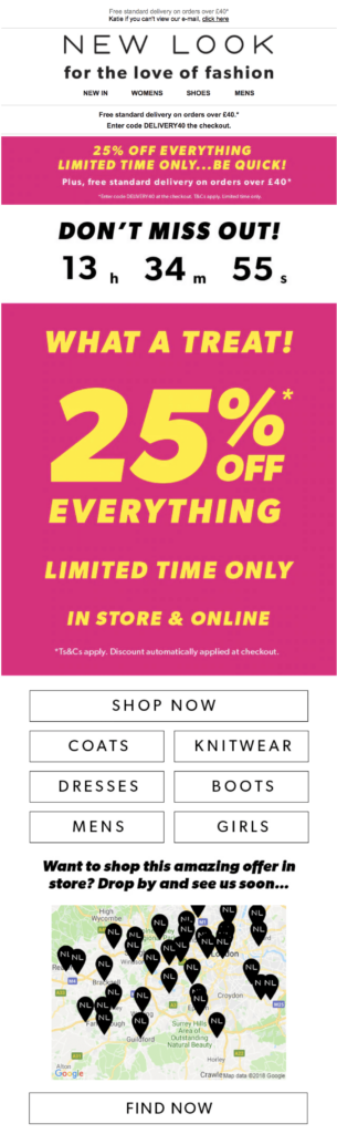 Live countdown and nearest store locator