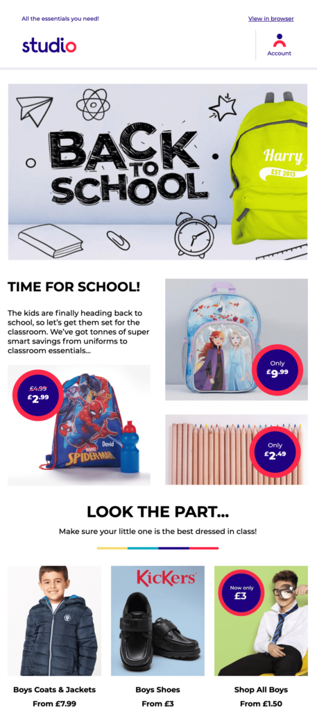 Back to school email
