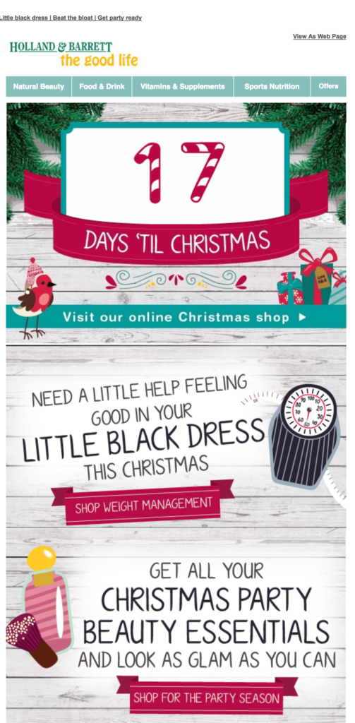 Number of days until Christmas countdown in email