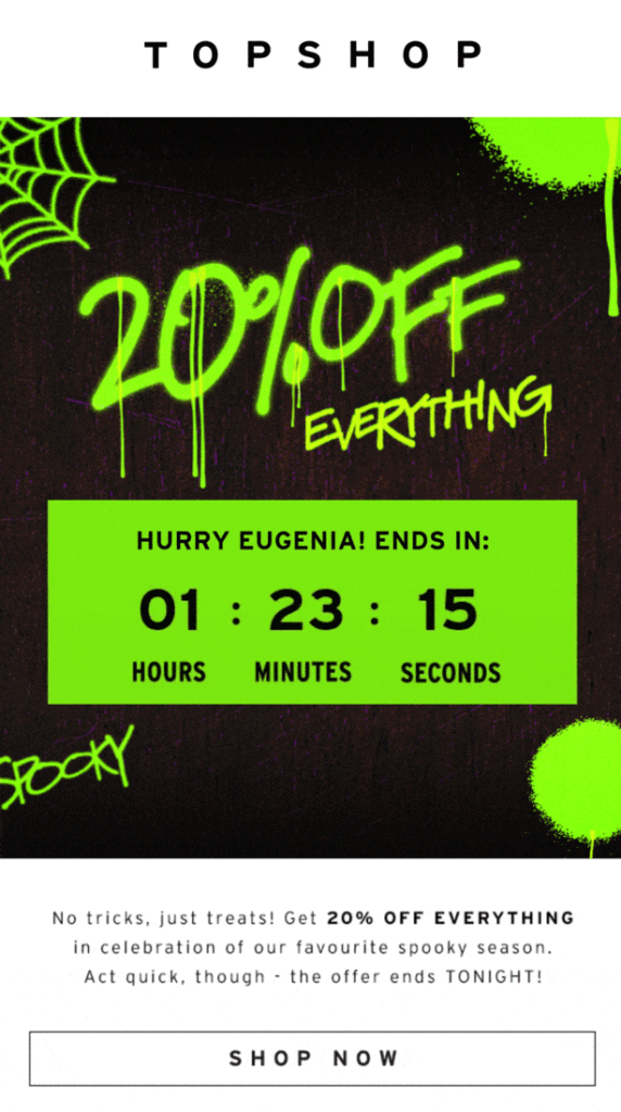 Image personalization and countdown timer in Halloween email