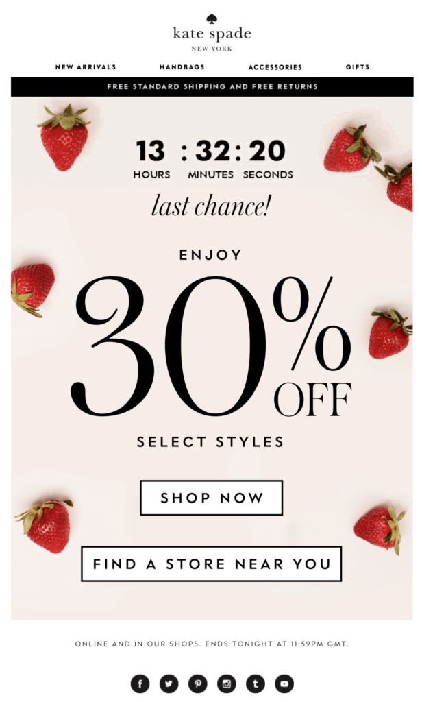 Last chance to shop sale offer countdown timer