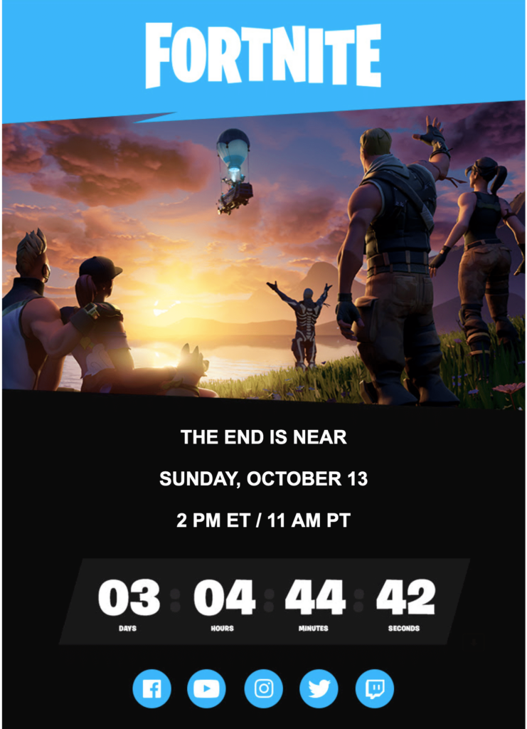 Fortnite feature a live countdown timer in email