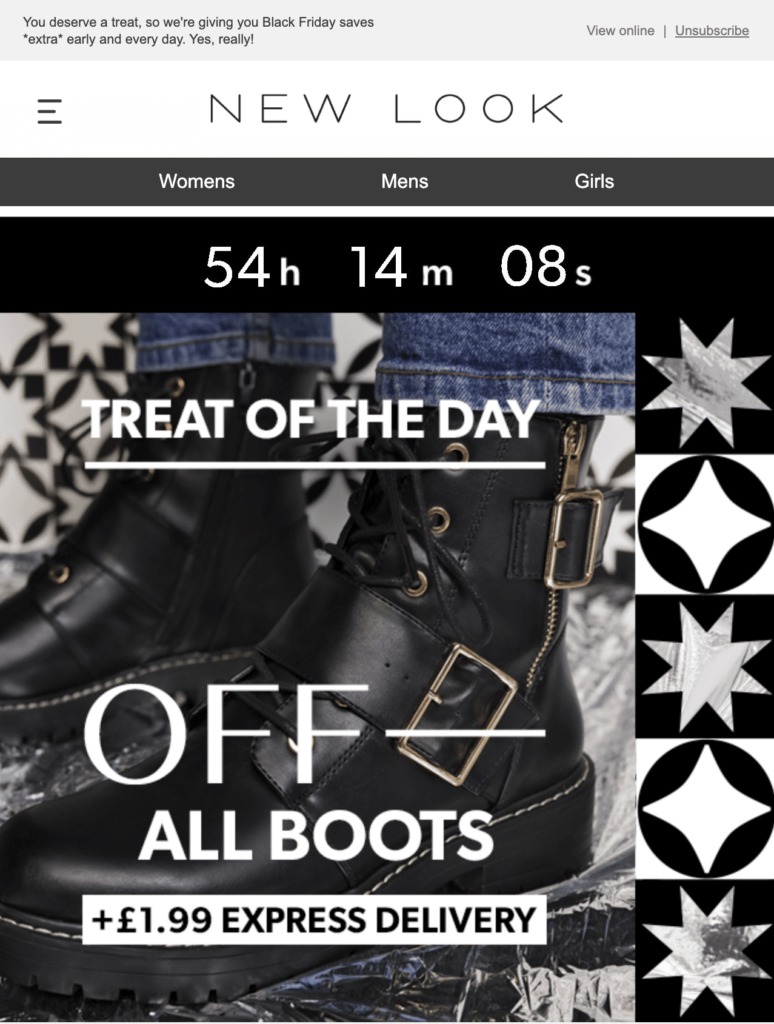 New Look Deal of the day email