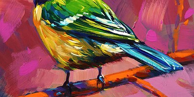 Richell Castellón "Bird 11" 6x6 original acrylic on panel $150. 🔴SOLD