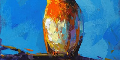 Richell Castellón "Bird 12" 6x6 original acrylic on panel $150. 🔴SOLD