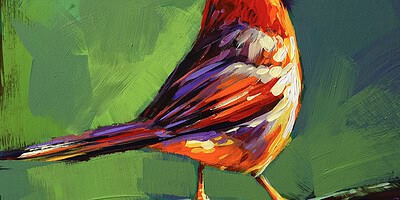 Richell Castellón "Bird 15" 6x6 original acrylic on panel $150. 🔴SOLD