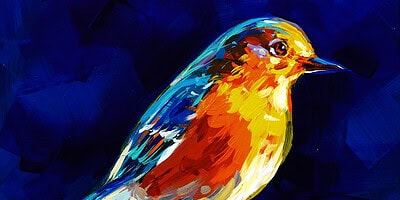 Richell Castellón "Bird 17" 6x6 original acrylic on panel $150. 🔴SOLD