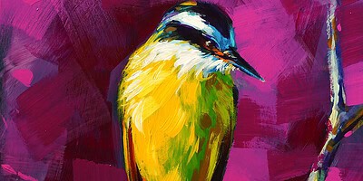 Richell Castellón "Bird 19" 6x6 original acrylic on panel $150. 🔴SOLD
