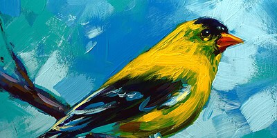 Richell Castellón "Bird 20" 6x6 original acrylic on panel $150. 🔴SOLD