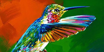Richell Castellón "Bird 44" 6x6 original acrylic on panel $250. framed 🔴SOLD