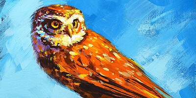 Richell Castellón "Bird 46" 6x6 original acrylic on panel $250. framed 🔴SOLD