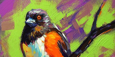Richell Castellón "Bird 6" 6x6 original acrylic on panel $150. 🔴SOLD