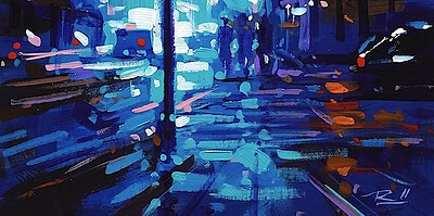 Richell Castellón "NYC XS 100" original 6x6 acrylic on cradled panel $120. SOLD
