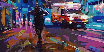 Richell Castellón "NYC XS 101" original 6x6 acrylic on cradled panel $120. SOLD