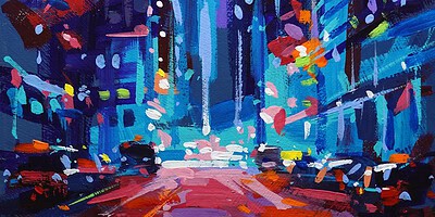 Richell Castellón "NYC XS 106" original 6x6 acrylic painting on cradled panel $120. SOLD