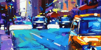 Richell Castellón "NYC XS 124" original 6x6 acrylic painting on cradled panel $120. 🔴SOLD