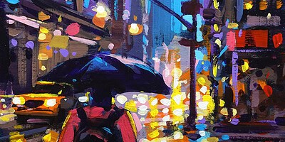 Richell Castellón "NYC XS 125" original 6x6 acrylic painting on cradled panel $120. SOLD