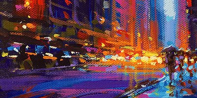 Richell Castellón "NYC XS 31" 6x6 original acrylic on gallery wrapped canvas $120. SOLD