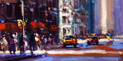 Richell Castellón "NYC XS 34" 6x6 original acrylic on gallery wrapped canvas $120. SOLD