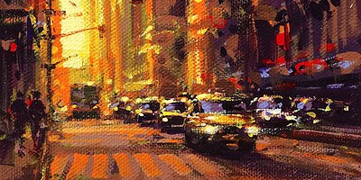 Richell Castellón "NYC XS 37" 6x6 original acrylic on gallery wrapped canvas $120. SOLD
