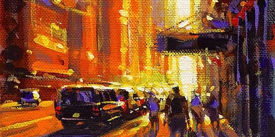 Richell Castellón "NYC XS 41" 6x6 original acrylic on gallery wrapped canvas $120. SOLD