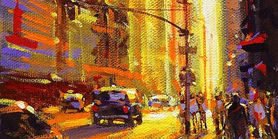 Richell Castellón "NYC XS 42" 6x6 original acrylic on gallery wrapped canvas $120. SOLD