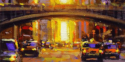 Richell Castellón "NYC XS 44" 6x6 original acrylic on gallery wrapped canvas $120. SOLD