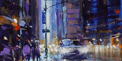Richell Castellón "NYC XS 48" 6x6 acrylic on gallery wrapped canvas $120. SOLD