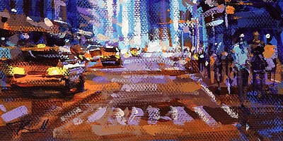 Richell Castellon "NYC XS 50" 6x6 acrylic on gallery wrapped canvas $120. SOLD