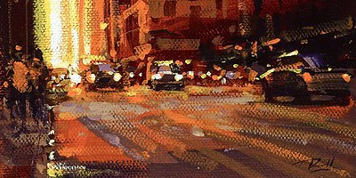Richell Castellon "NYC XS 57" 6x6 acrylic on gallery wrapped canvas $120. SOLD