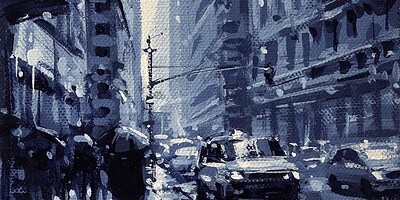 Richell Castellon "NYC XS 59" 6x6 acrylic on gallery wrapped canvas $120. SOLD