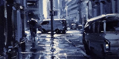 Richell Castellón "NYC XS 60" 6x6 acrylic on gallery wrapped canvas $120. SOLD