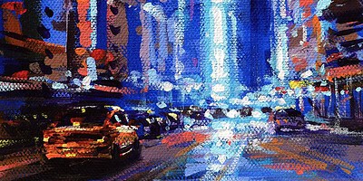 Richell Castellón "NYC XS 68" 6x6 acrylic on gallery wrapped canvas $120. SOLD