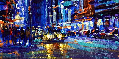 Richell Castellón "NYC XS 69" 6x6 acrylic on gallery wrapped canvas $120. SOLD