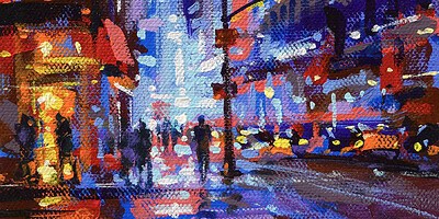 Richell Castellon "NYC XS 70" 6x6 acrylic on gallery wrapped canvas $120. SOLD