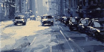 Richell Castellon "NYC XS 74" 6x6 acrylic on gallery wrapped canvas $120. SOLD
