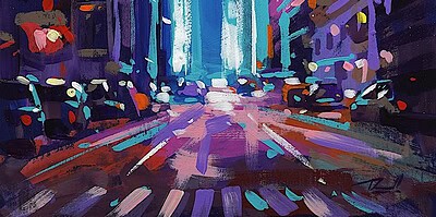 Richell Castellón "NYC XS 93" original 6x6 acrylic on cradled panel $120. SOLD