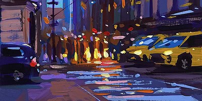 Richell Castellón "NYC XS 94" original 6x6 acrylic on cradled panel $120. SOLD