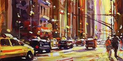 Richell Castellón "NYC XS 95" original 6x6 acrylic on cradled panel $120. SOLD