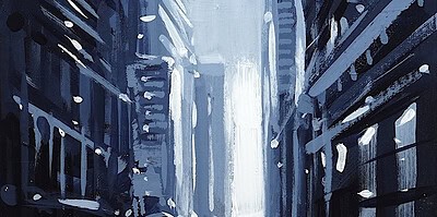 Richell Castellón "NYC XS 96" (NYC) original 6x6 acrylic on cradled panel $120. 🔴SOLD