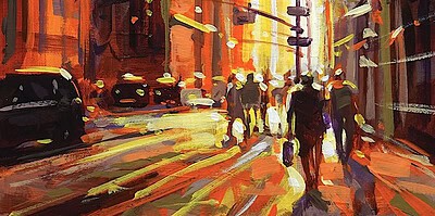 Richell Castellón "NYC XS 99" original 6x6 acrylic on cradled panel $120. SOLD