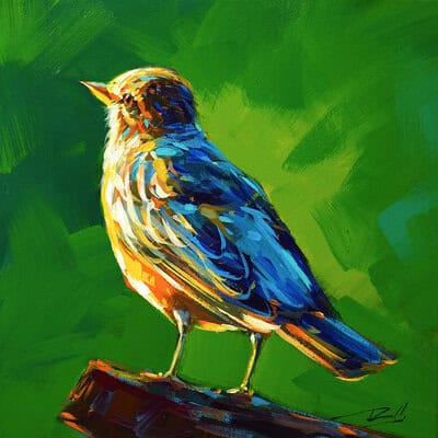 Richell Castellón "Bird 13" 6x6 original acrylic on panel $150.