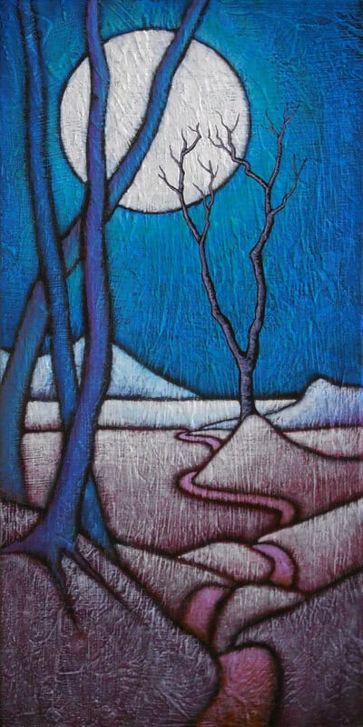 GC Myers "Pondering Blue" original 20x10 acrylic painting on canvas $ Inquire