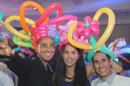 balloon hats at a party