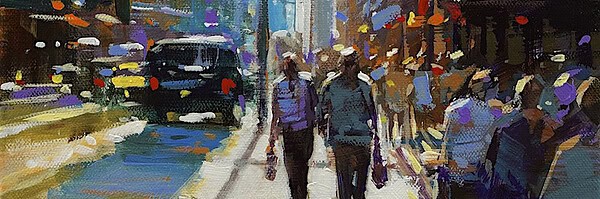 Richell Castellón "NYC 133" original 20x10 acrylic painting on gallery wrapped canvas $420. SOLD