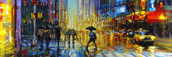 Richell Castellón "NYC 36" original 30x40 acrylic painting on gallery wrapped canvas $1,800. SOLD
