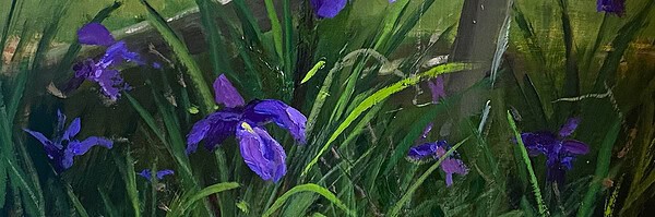 Tom Gardner "Purple Irises" 9x12 oil $900. 🔴SOLD