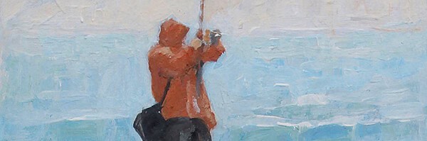 Brian M. Hart "Fish On" 10x4 acrylic $325. 🔴SOLD