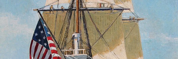 Brian M. Hart "USS Constitution Under Sail" original 14x11 oil painting $1,410. 🔴SOLD